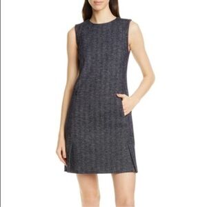 THEORY Houndstooth Wool Blend Sleeveless Shift Dress